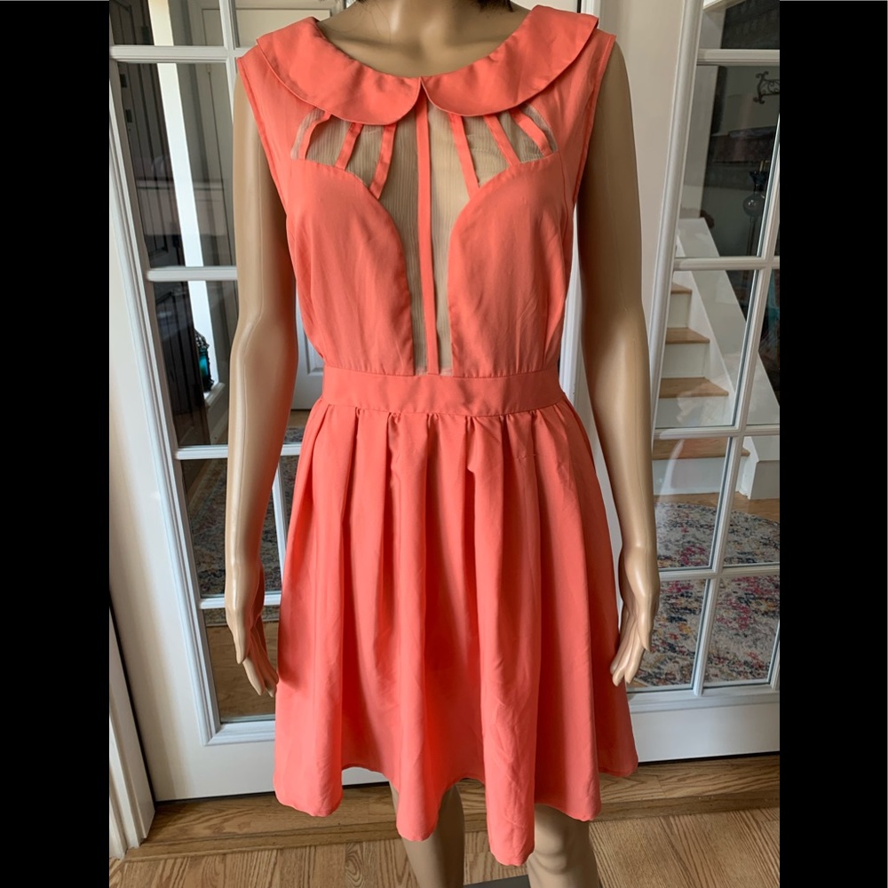 ASOS, Coral Dress, Opaque Design, Size 14 USA